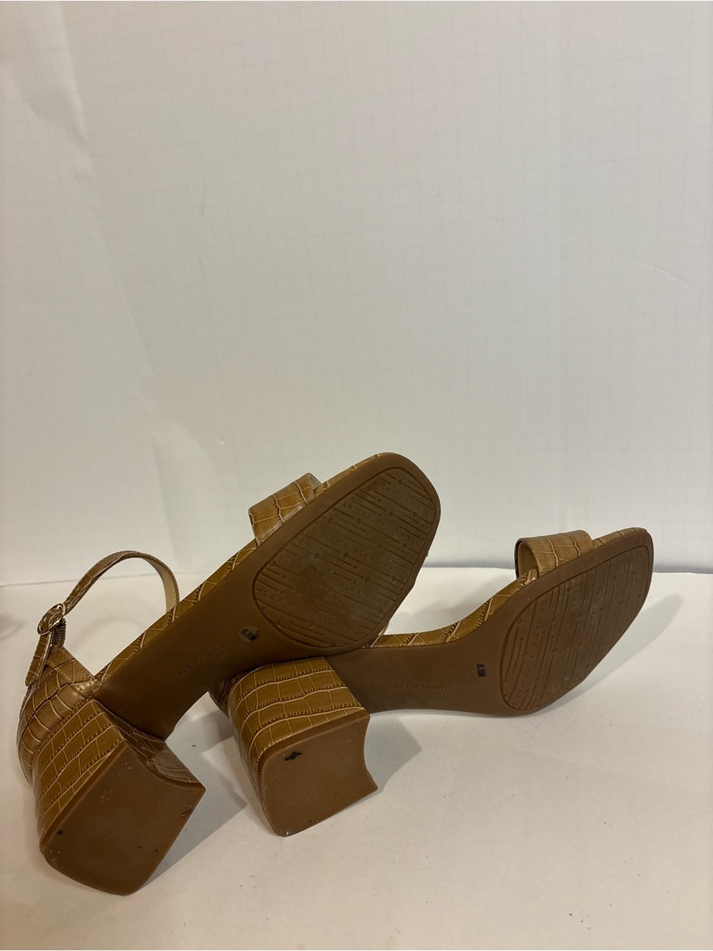 Alex Marie Tan Croc-Embossed Block Heel Sandals - Picture 6 of 7